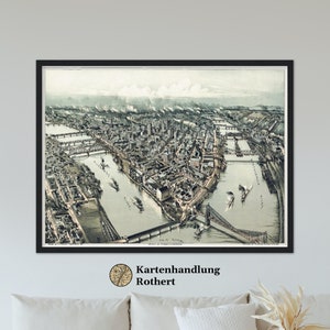May include: An antique map of Pittsburgh, Pennsylvania, showing the city's layout and waterways. The map is printed in black and white with hand-coloured details. The map is titled "Pittsburgh, Pa. 1890" and is printed by "Kartenhandlung Rothert".