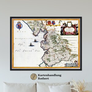 Historical map Lancashire around 1646