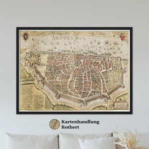 Historical city view of Antwerp around 1620