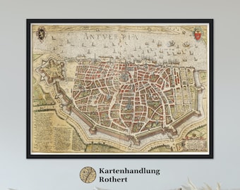 Historical city view of Antwerp around 1620