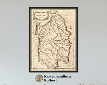 Historical map of Sardinia around 1698