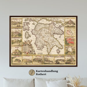 Historical map of Peloponnes around 1698