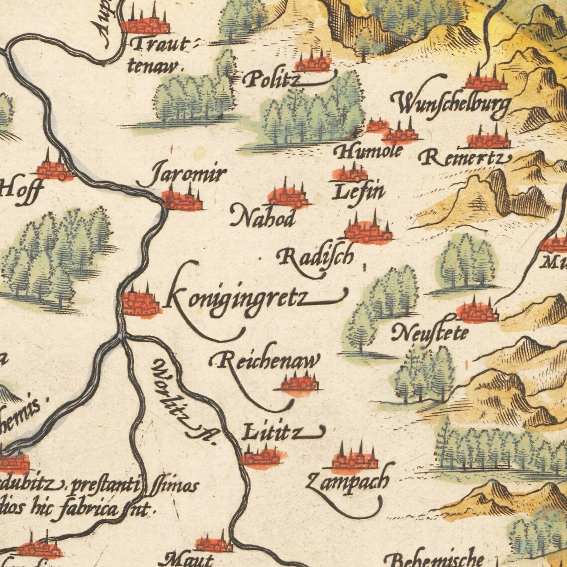 Historical map of Bohemia around 1609 reprint of the map  Etsy