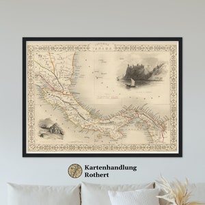 Historische Landkarte Panama & Costa Rica um 1850