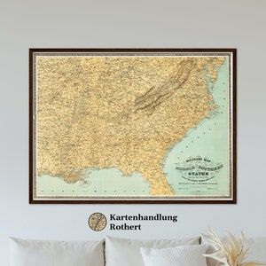 Historical map confedered USA around 1861