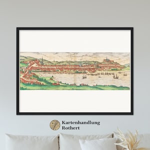 Historical city view Flensburg around 1592