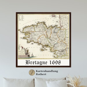 Carte historique de la Bretagne de 1698 - Impression de haute qualité