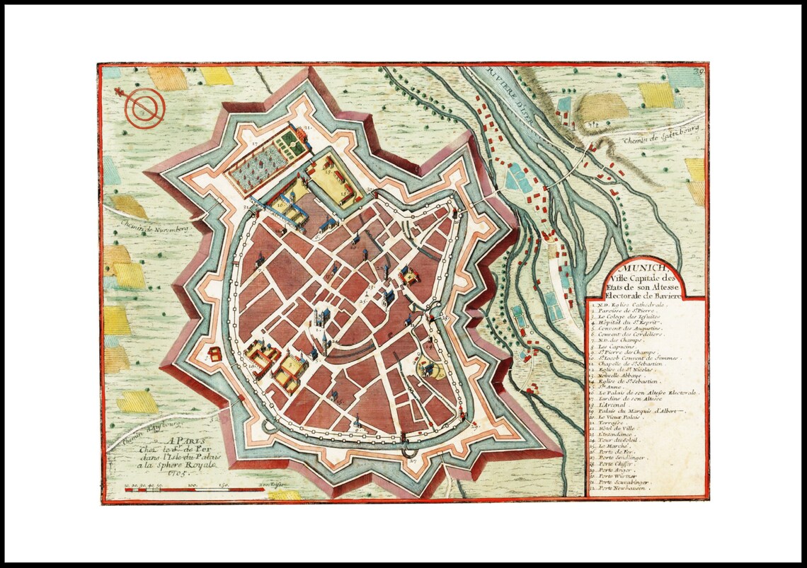 Historischer Stadtplan von München um 1703 Nachdruck der | Etsy