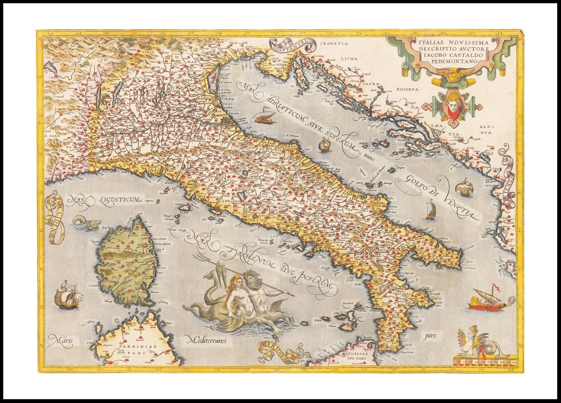 Historische Landkarte Italiens von 1609 Nachdruck der Karte | Etsy