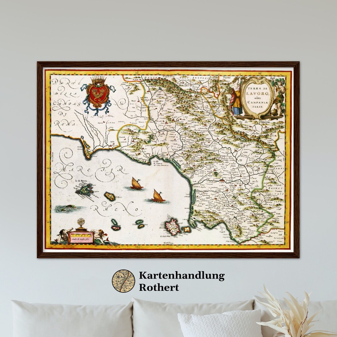 Historical Map of Campania Around 1690 - Etsy