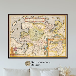Historical map of East Frisia around 1609