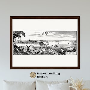 Historical city view Stralsund around 1652