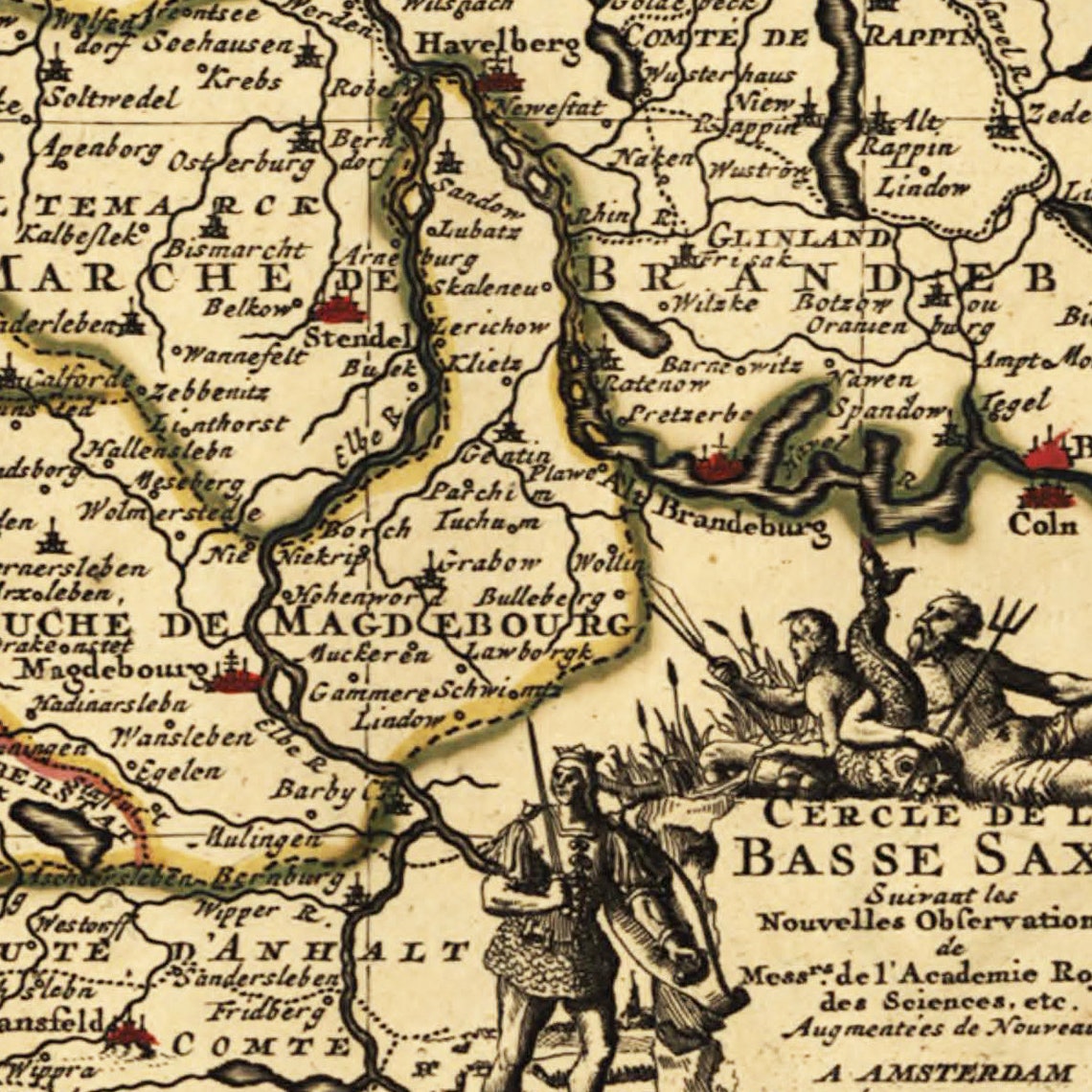 Historical map of Lower Saxony around 1735 reprint of the Etsy
