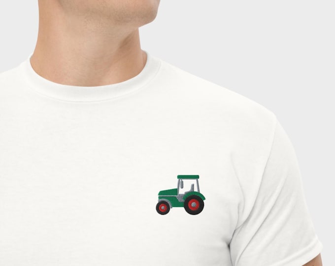 T-shirt with Tractor Embroidery - Fendt, John Deere, Deutz, Claas, New-Holland, Case - Gift for Tractor Fans