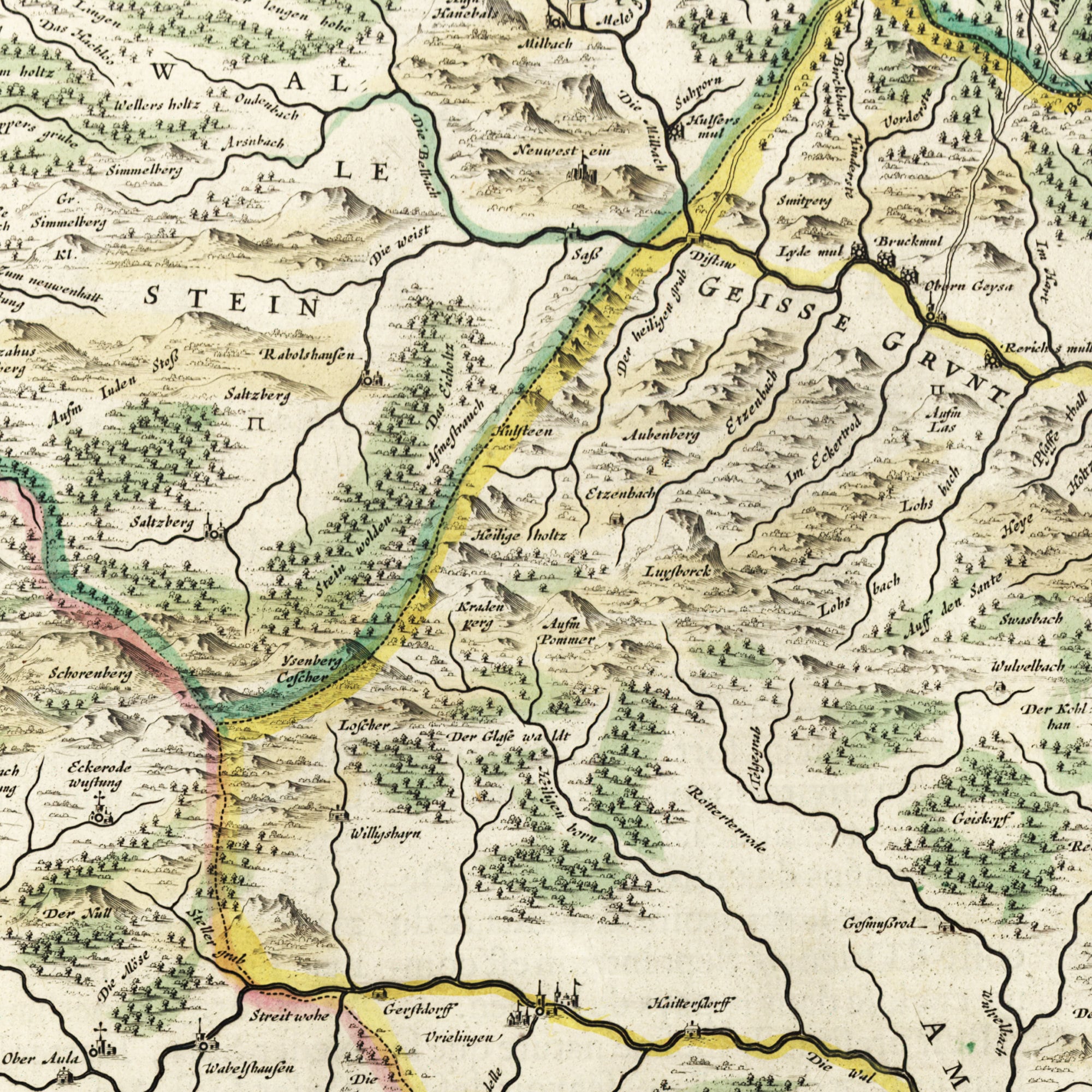 Historical map of Bad Hersfeld around 1647 reprint of the Etsy