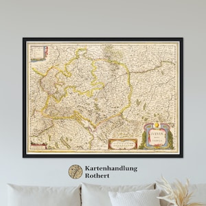 Historical map of Swabia around 1635