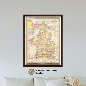 Historical map of Michigan around 1849