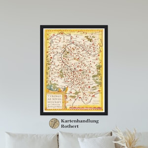 Historical map of Thuringia around 1609