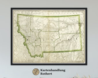 Historical map Montana around 1882