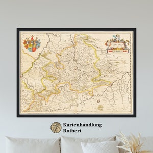 Historical map of Württemberg around 1635