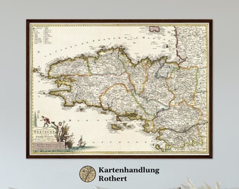 Historical map Bretagne around 1698