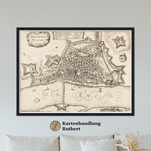 Historical city map Mainz around 1670