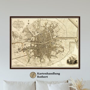 Historical city map Dublin around 1797
