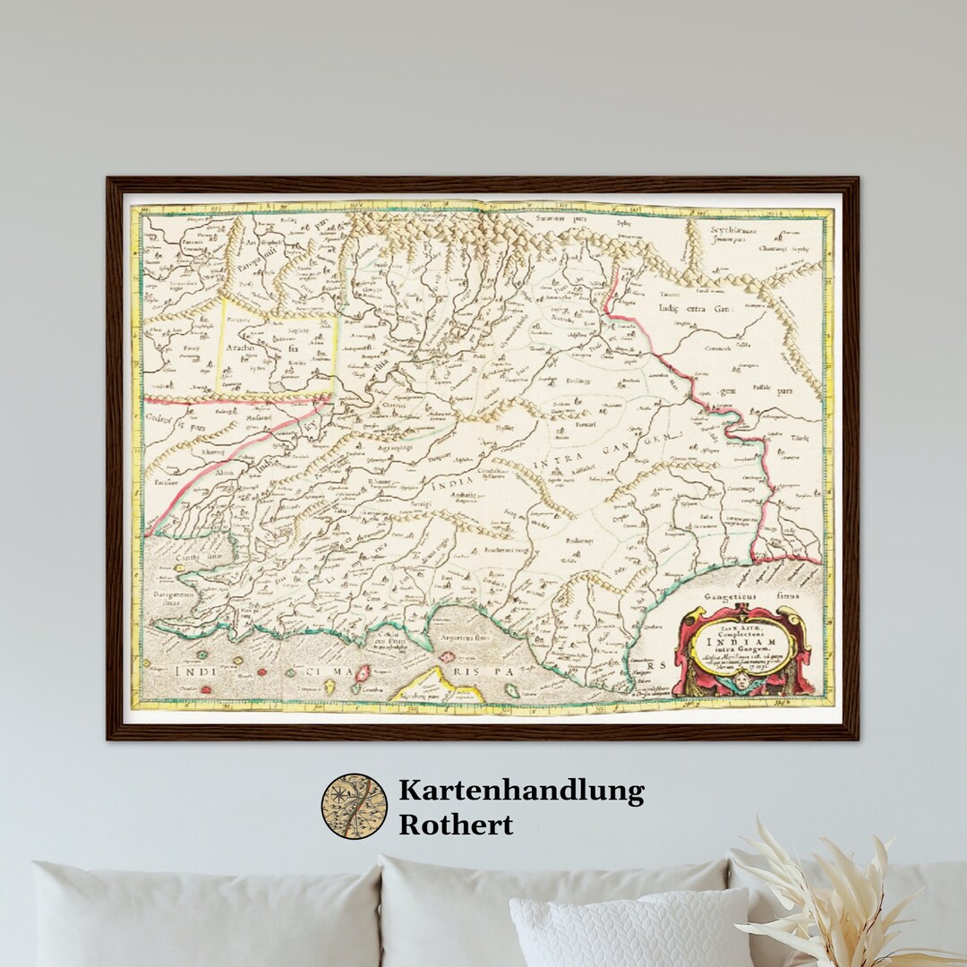 Historical Map India Around 1704 Etsy