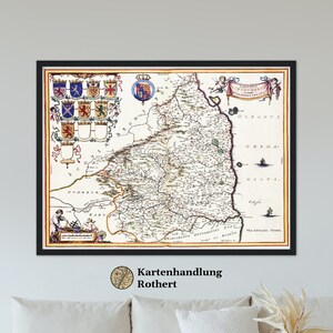 Historical map of Northumberland around 1646