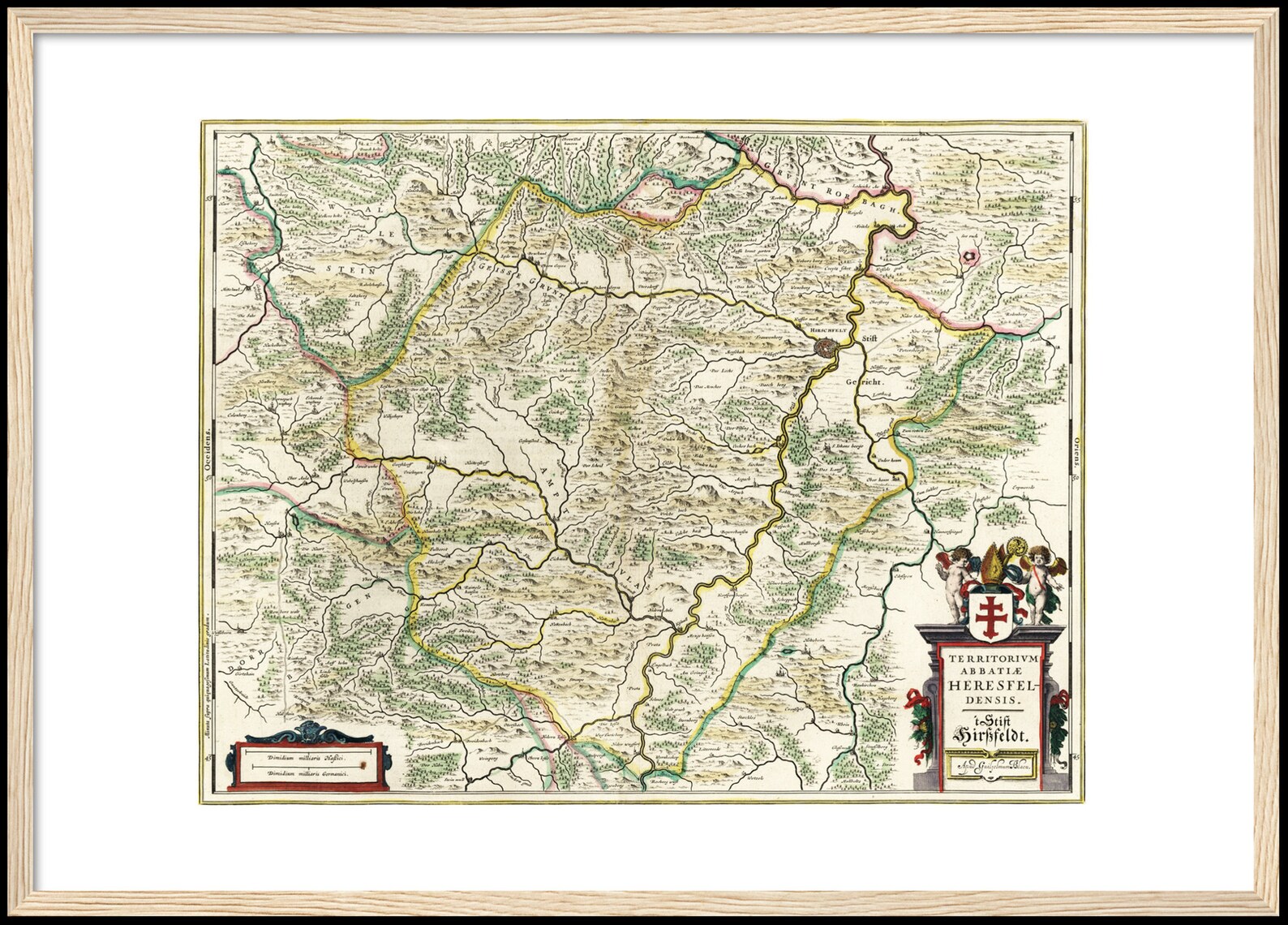 Historical map of Bad Hersfeld around 1647 reprint of the Etsy