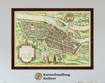 Historical city map Magdeburg around 1580