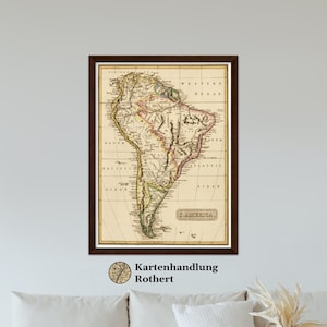 Historical map of South America around 1825