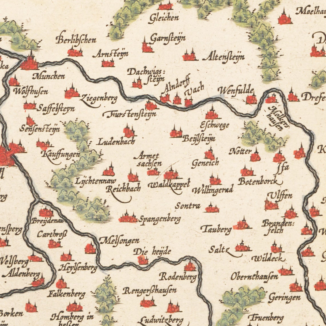 Historical map of Hesse around 1609 reprint of the map Etsy