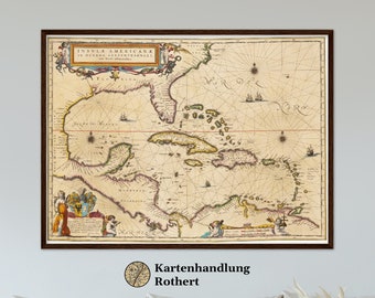 Historical map of Caribbean around 1635