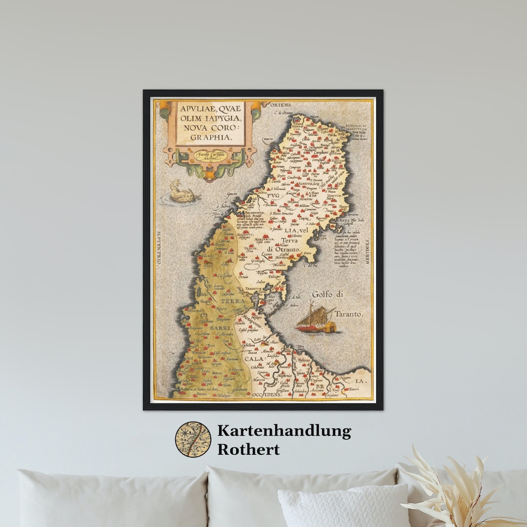 Historical Map of Apulia Around 1609 - Etsy