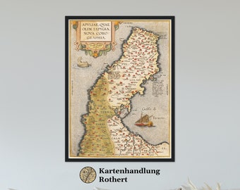 Historical map of Apulia around 1609