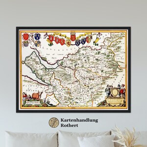 Historical map of Cheshire around 1646