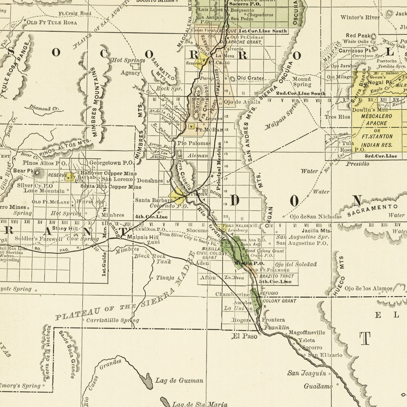Historical map of New Mexico around 1882 reprint of the map Etsy