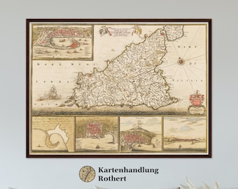 Historical map of Sicily around 1698