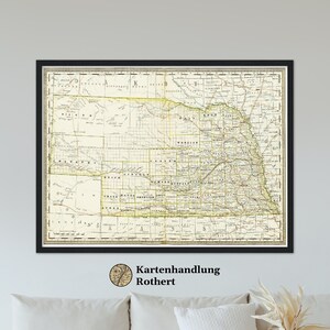 Historical Nebraska map around 1882