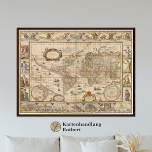 Historical map of the world around 1635
