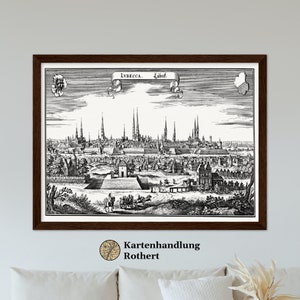 Historical city view Lübeck around 1641