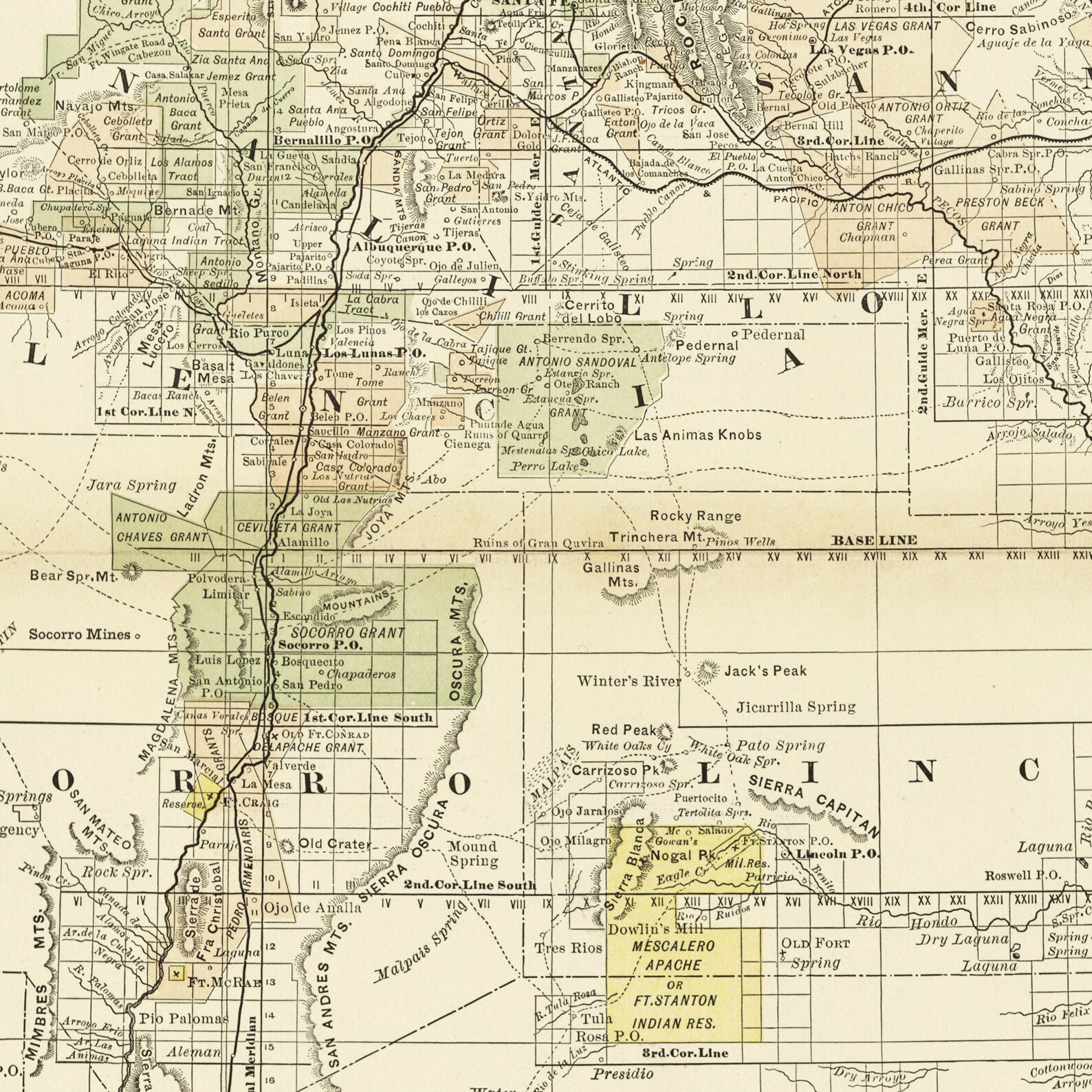 Historical map of New Mexico around 1882 reprint of the map Etsy