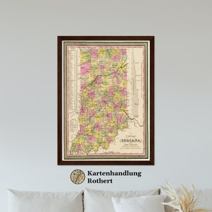 Historical map Indiana around 1849