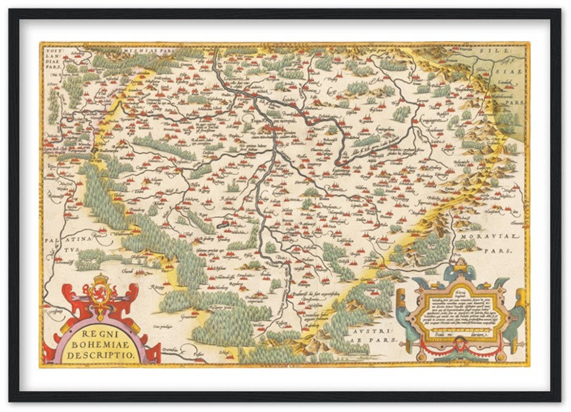 Historical map of Bohemia around 1609 reprint of the map  Etsy