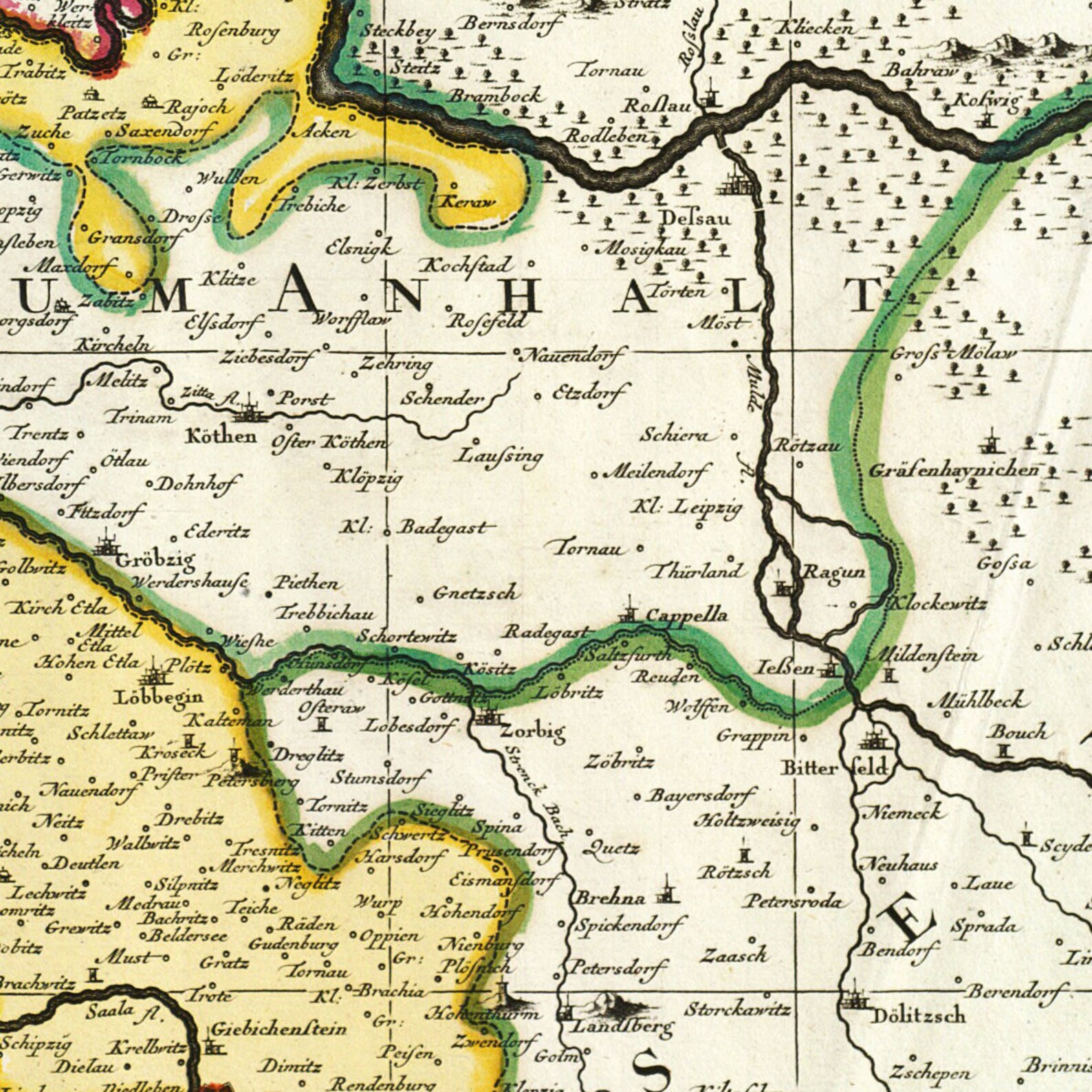 Historical map of Magdeburg and Halle around 1725 reprint of | Etsy