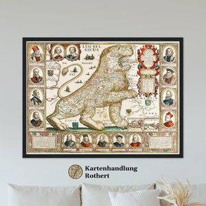 Historical map of Belgium around 1650