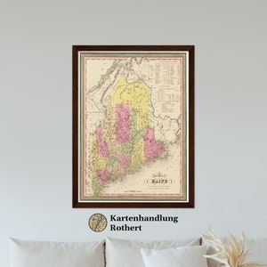 Historical map Maine around 1849