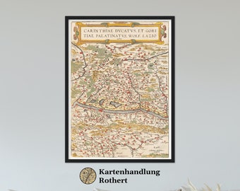 Historical map of Carinthia around 1609