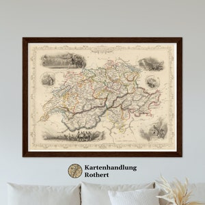 Historical map of Switzerland around 1850